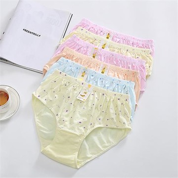 女士100%全棉三角內褲中高腰純棉胖mm褲頭老太太內褲褲頭媽媽奶奶