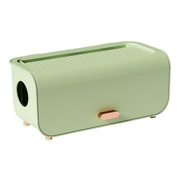 艾米購物 掀蓋式電線收納盒 簡約設計 頂部凹槽可放置手機 多孔出線 大容量安全散熱  綠色  1個