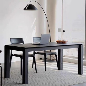 免運/公司貨 餐桌椅 桌椅組合 白蠟木墩墩桌北歐黑色實木餐桌長方形小紅書極簡書桌法式網紅飯桌 可開發票 全館五折 工廠現貨直銷 新品特價 z10303