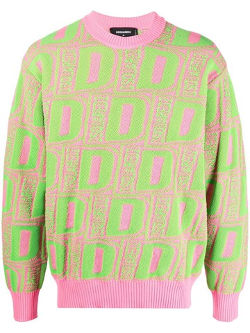 Dsquared2 - intarsia-logo crew-neck jumper - men - Nylon/Wool - XS - Green