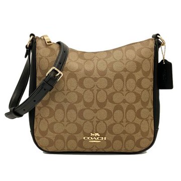 COACH 經典C LOGO馬鞍斜背包(焦糖/黑)
