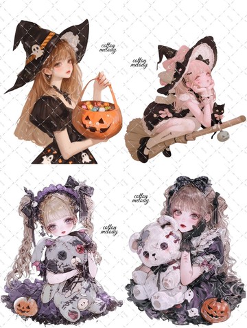 【期間限定】萬聖節 20種各3張 / cotton melody / 少量套組 / 人物貼紙 / 贈品小物 【for girl 2】