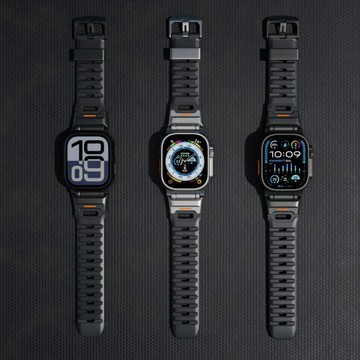 Apple Watch Fusion剛柔系列不銹鋼混搭堅軔柔和矽膠透氣錶帶(44/45/46/49mm) 銀河鈦 44/45/46/49mm