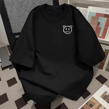 【台灣出貨】100%純棉 男生衣服 復古 大尺碼 綠  落肩短t  五分袖T恤 短t 寬鬆上衣 正韓 美式復古上衣 街頭