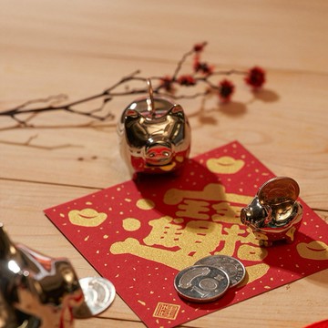 【GOLDENPIG】招財金豬 伍 白K金