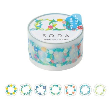 【HITOTOKI 】SODA 透明PET卷狀膠帶 單張貼紙款 20MM 花環