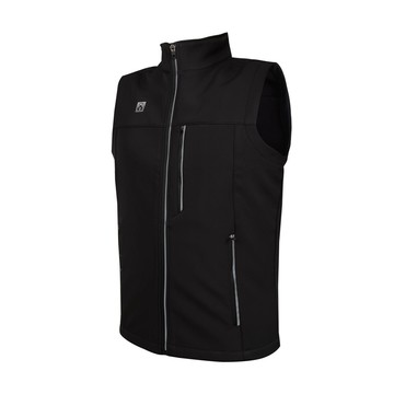 firestar 男立領軟殼背心-搖粒絨-上衣 慢跑 路跑 保暖 運動 黑銀