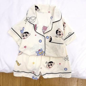 💗台灣發貨 高品質💗【30天熱銷6241件】夏季兒童卡通蠟筆小新睡衣男孩居家服中大童女寶寶短袖空調服薄款