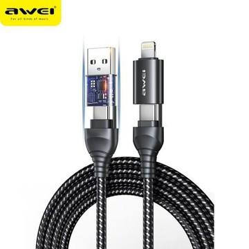 awei用維一線四充手機充電線太空金屬材料Type-CUSB/lighting通用