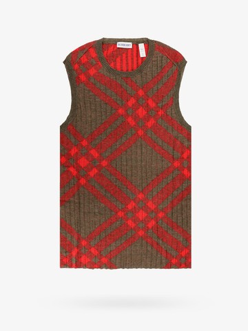 Ribbed vest with check intarsia - BURBERRY - gender_Woman