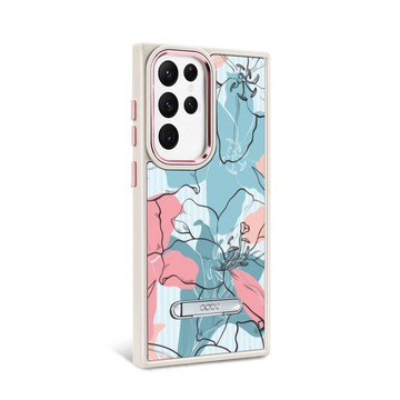 Samsung S23系列 軍規防摔鋁合金鏡頭框立架手機殼-扶桑花