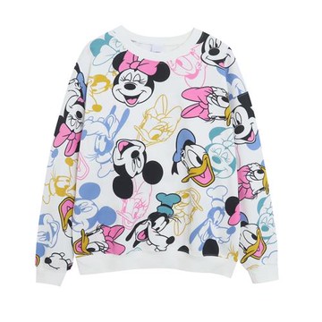 外貿可愛俏皮卡通動漫印花圓領衛衣女 時尚舒適加絨寬松休閑上衣