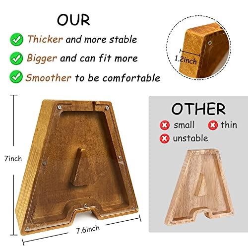 Letter Wooden Piggy Bank for Boys and Girls Alphabet Money Bank for Kids 26 Letters Sticker Coin Bank Wood Toys Modern DIY貯金箱