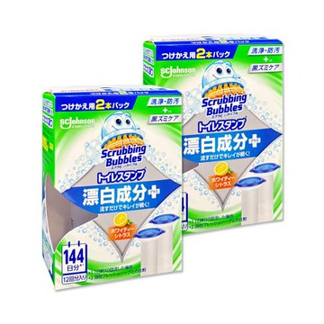 (2盒超值組)日本SC Johnson莊臣-洗淨防污馬桶清潔凝膠補充管38gx2支/盒-柑橘(橘標)(本品不含推桿,可替換清潔劑,廁所免刷洗香氛凍)