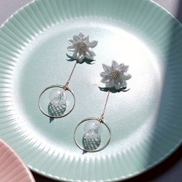 Petrel 海燕乘風飄逸小花圈垂墜耳環