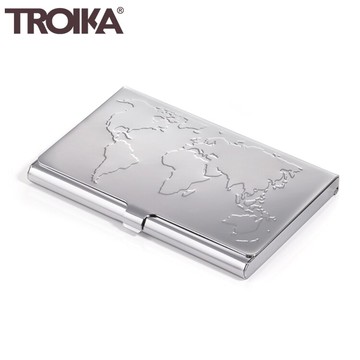 耀您館★德國TROIKA世界地圖不鏽鋼名片夾CDC75地圖名片盒名片夾多功能卡夾隨身名片匣隨身夾隨身卡盒適送禮物禮品【APP下單點數4倍送】
