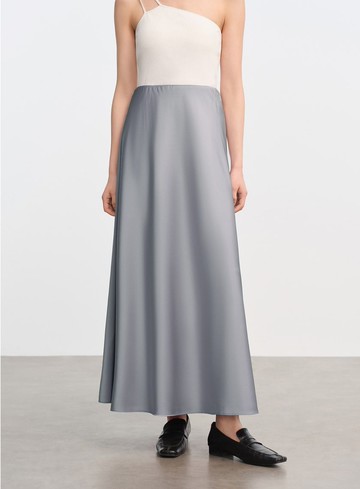 復古緞面高腰長裙