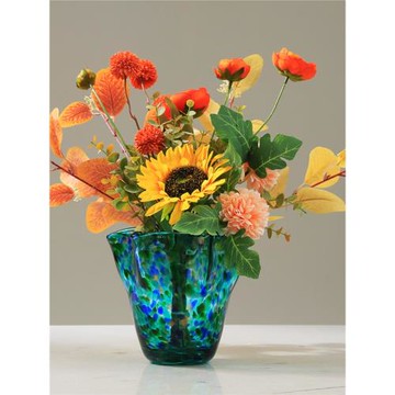 現代極簡金箔琉璃花瓶擺件酒店客廳玄關餐桌樣板房桌面花器裝飾品