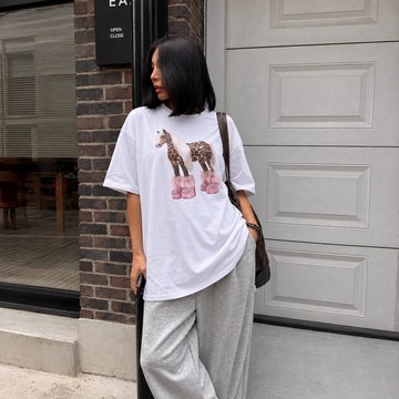 MANIFEST 正韓棉質水洗長版上衣 韓國女裝 韓國大t 寬鬆 卡通  落肩 休閒 基本款 特價 現貨商品