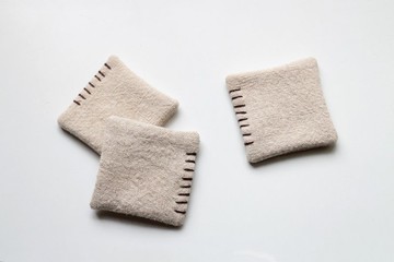 迷你刺繡杯墊 / 粗棉麻