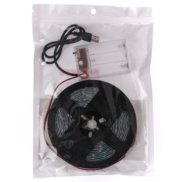 LED 5M 軟條燈 電池式+USB 暖光