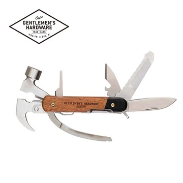 【Gentlemen s Hardware】經典7合1多用途戶外隨身鎚子刀具組-木質握把(GEN362)