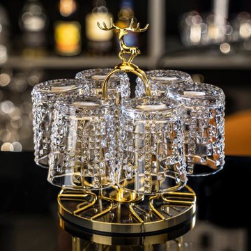 輕奢歐式水晶玻璃威士忌酒杯套裝家用大號啤酒杯洋酒杯水杯果汁杯