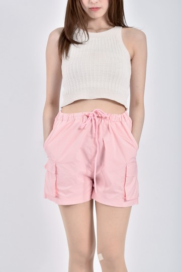 加購優惠(L) pazzo高腰運動鬆緊腰粉色短褲