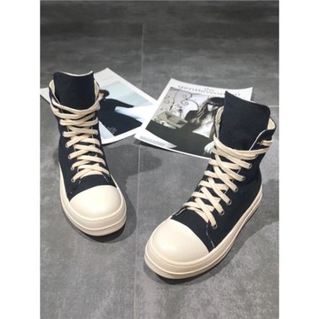 ins超火ro高幫鞋女秋季帆布厚底系帶真皮百搭情侶運動板鞋老爹鞋