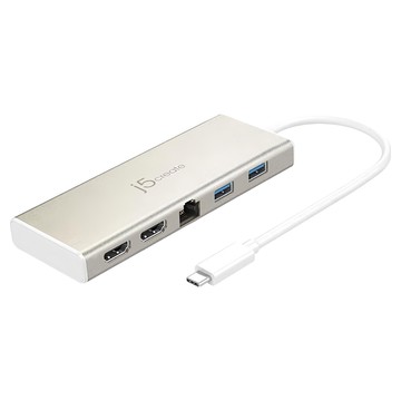 j5create 凱捷國際 雙螢幕多功能集線器 USB3.1 Type-C to 4K+ 2K HDMI JCD381  1個  銀色