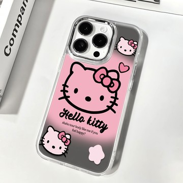 可愛KT 卡通手機殼 適用iPhone16 15 14 13 12 11 promax i16防摔手機殼 鏡面手機殼