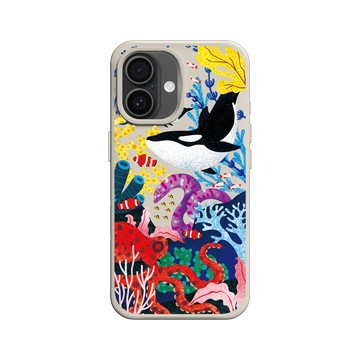 iPhone 16 SolidX 貝殼灰 - Ocean Collection: Let's Sea 海洋系列：一路向海 - 海底花花世界（虎鯨版）