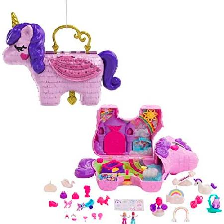 Polly Pocket Unicorn Party Large Compact Playset with Micro Polly