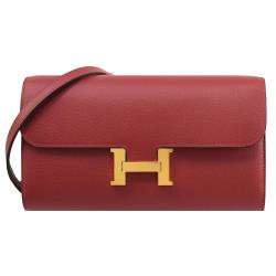 HERMES Constance To Go 翻蓋多卡金釦WOC斜背包.石榴紅