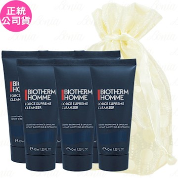 BIOTHERM 碧兒泉 男仕極量深層潔面霜(40ml)*6旅行袋組(公司貨)