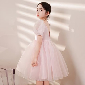 蓬蓬女童高端鋼琴演奏夏季禮服