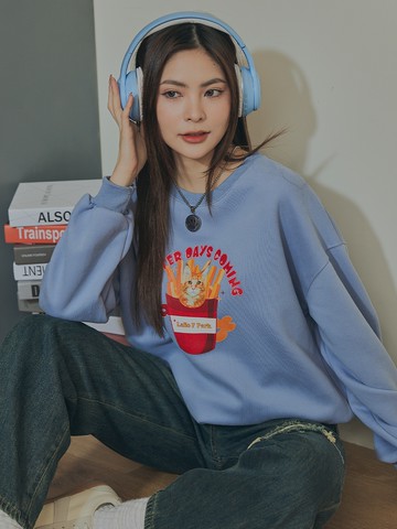 可愛動物系列上衣-淺藍