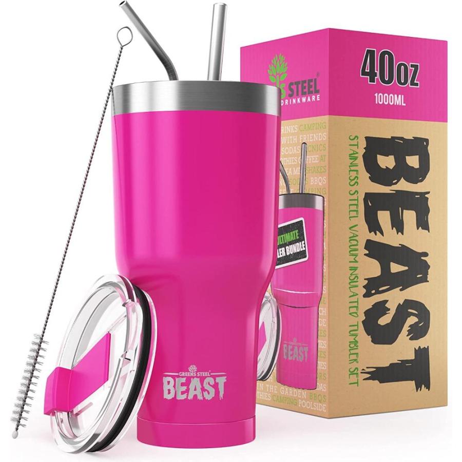 BEAST 40oz Pink Tumbler Insulated Stainless Steel Coffee Cup with Lid,