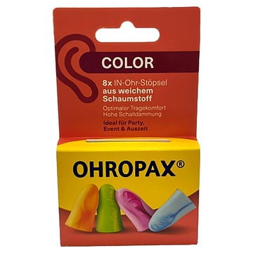 OHROPAX 安耳悠 COLOR 泡棉耳塞 隔音消音抗噪舒適  1盒  4組