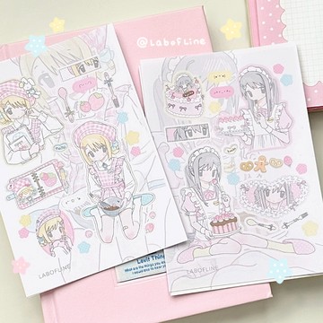 ❤NANI❤✨24h台灣🇹🇼出貨✨線條研究室 烘焙研修中 蛋糕曲奇甜系少女可愛貼紙漫畫風咕卡貼紙