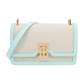 BURBERRY  TB金字 LOGO帆布翻蓋迷你肩背/斜背包（冷薄荷色）_廠商直送