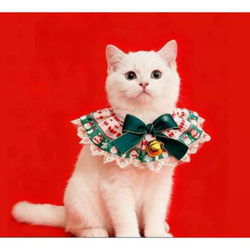 【寵愛毛宅】聖誕蕾絲蝴蝶結鈴鐺項圈 寵物聖誕項圈 寵物聖誕裝扮 貓咪狗狗聖誕項圈 聖誕蕾絲項圈 聖誕鈴鐺項圈 聖誕蝴蝶結項圈