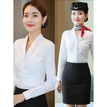 空姐白襯衫女職業半身裙空乘面試襯衣乘務員藝考高鐵制服工作服
