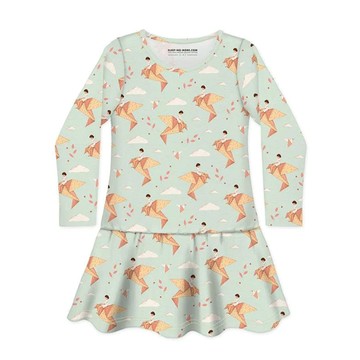 英國 SLEEP NO MORE - 100% 有機棉長袖連身裙-夢想紙鶴