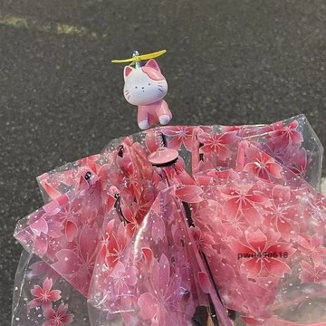 臺灣出貨 櫻花小貓雨傘立體傘帽透明雨傘三折手動自動pvc雨傘ins飾品