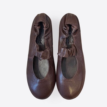 手工褶皺淺口平底鞋 | 紫銀芭蕾瑪麗珍 | 西班牙時髦單鞋