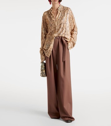 Dries Van Noten Belted wool gabardine wide-leg pants