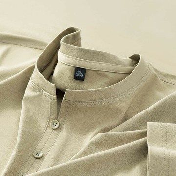 新款紐扣領男士t恤純色中山領高檔中青年休閑保暖秋衣內搭打底衫a鑫弘-衣錦男裝