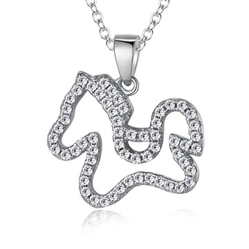 925純銀項鍊．可愛木馬．八心八箭．生日禮物．CS5013