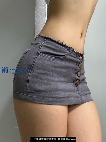 【品質高 價格低】打統編排扣歐美風性感辣妹低腰牛仔超短裙女夏季新款修身顯瘦包臀裙